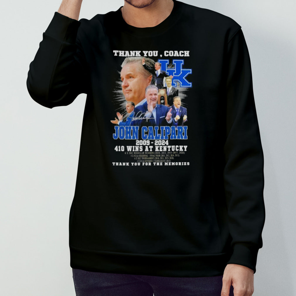 Thank You Coach John Calipari 2009-2024 410 Wins At Kentucky Thank You For The Memories T-Shirts
