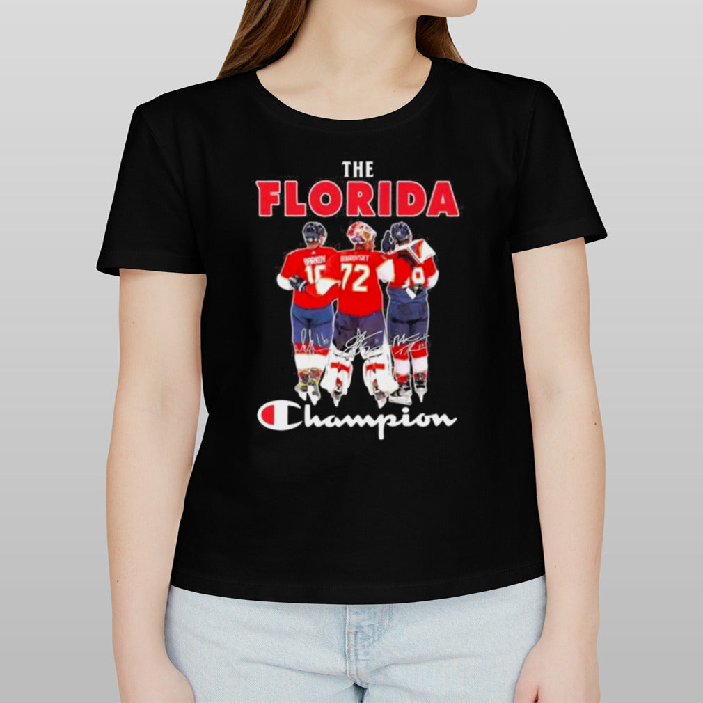 The Florida Panthers Champion Aleksander Barkov Sergei Bobrovsky And Matthew Tkachuk Signatures Shirt