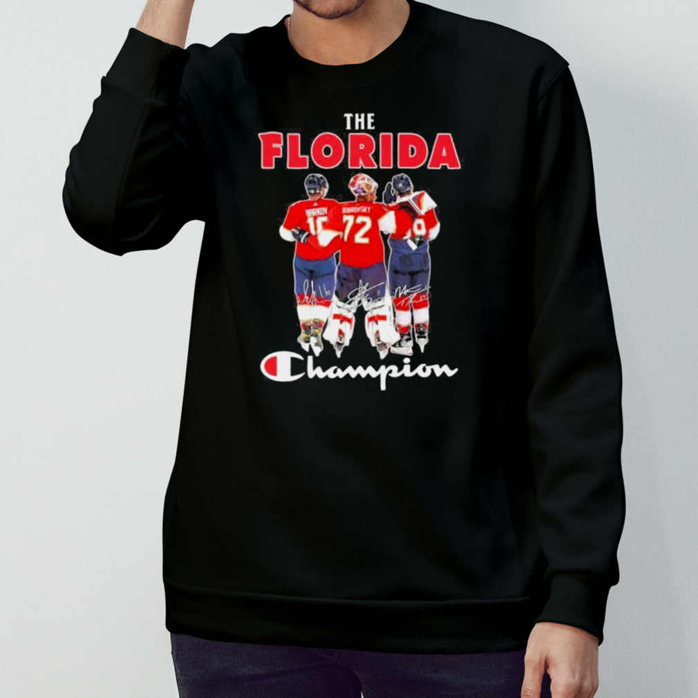 The Florida Panthers Champion Aleksander Barkov Sergei Bobrovsky And Matthew Tkachuk Signatures Shirt