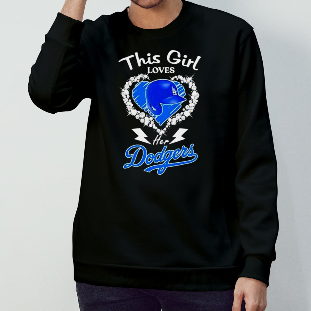This Girl Loves Her Los Angeles Dodgers Baseball Helmet Heart Shirt
