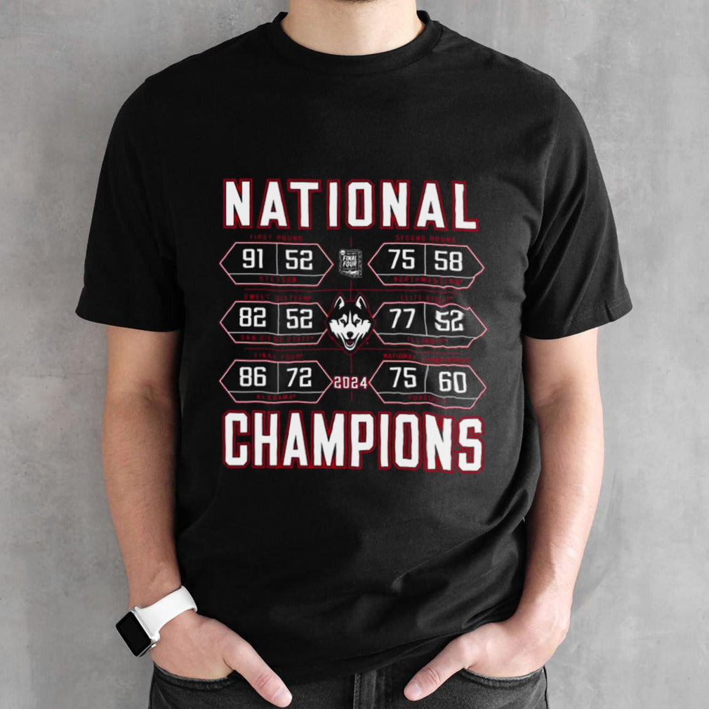 Uconn Huskies 2024 Ncaa Mens’s Basketball National Champions Schedule T-shirts