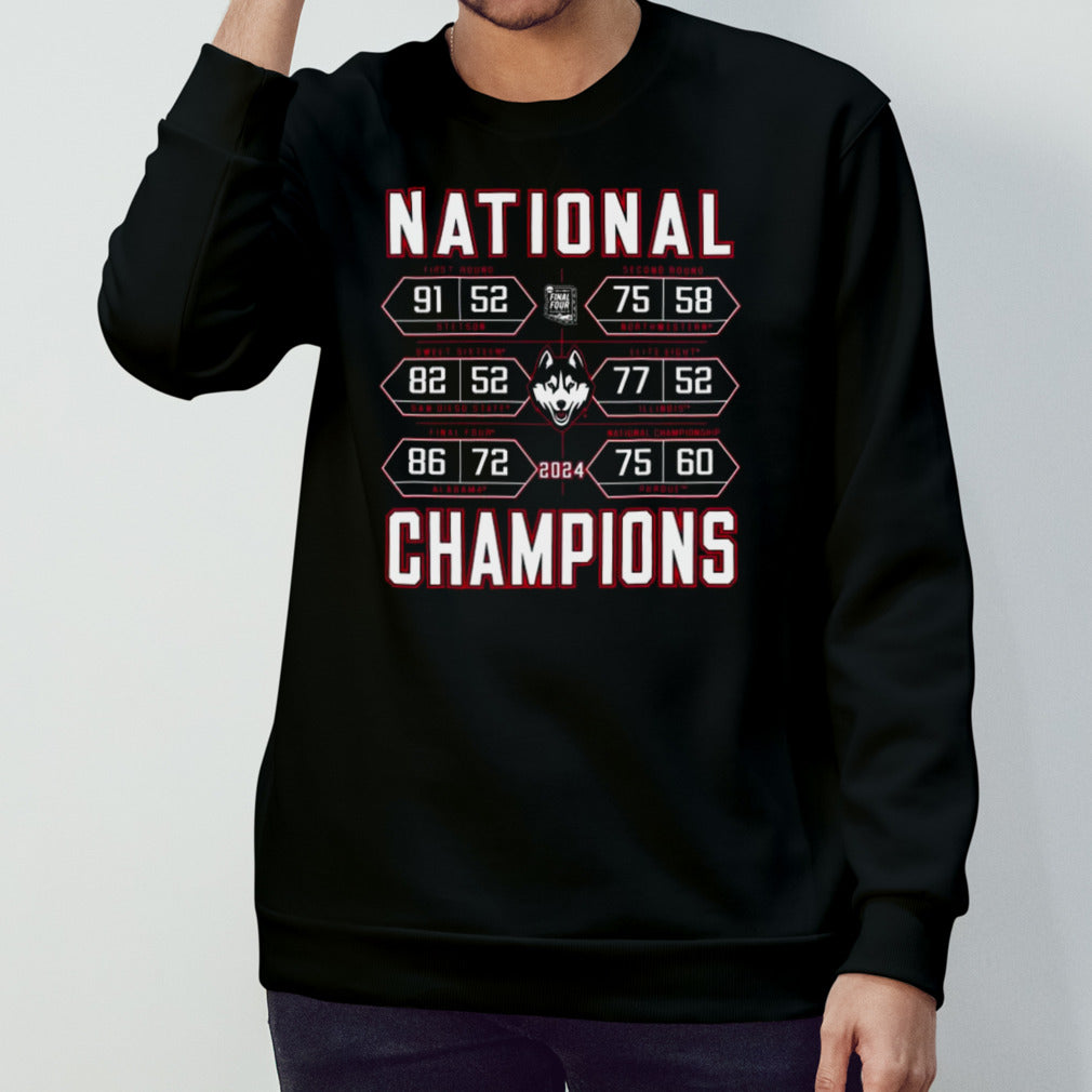 Uconn Huskies 2024 Ncaa Mens’s Basketball National Champions Schedule T-shirts