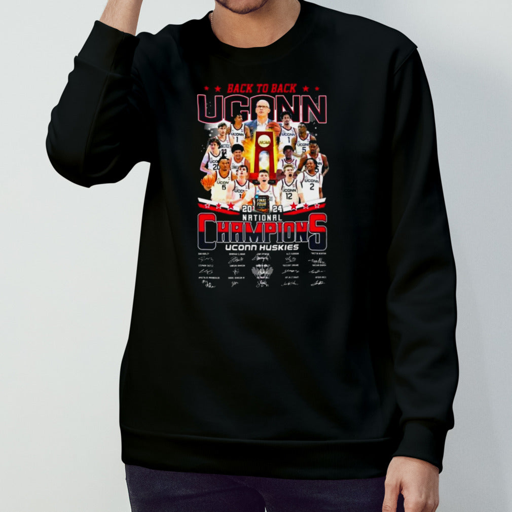 Uconn Huskies Back To Back National Champions 2024 Signatures T-shirts