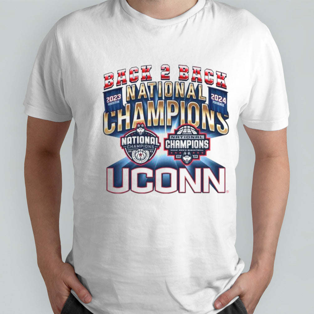 Uconn Huskies NCAA Mens’s basketball 2024 back 2 back national Champions shirts