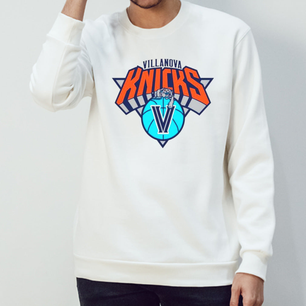 Villanova Wildcats and New York Knicks mashup parody basketball shirts