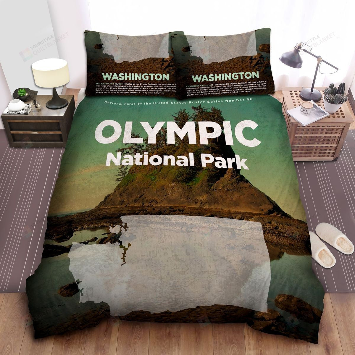 Washington Olympic National Park Poster Bed Sheets Spread Comforter Duvet Cover Bedding Setss
