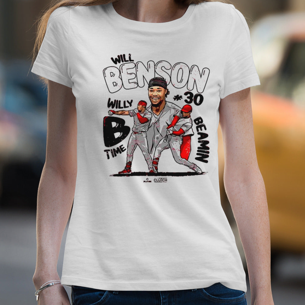 Willwill Benson #30 Cincinnati Reds Is Beamin’ Player Mlb Baseball 2024 T-shirt
