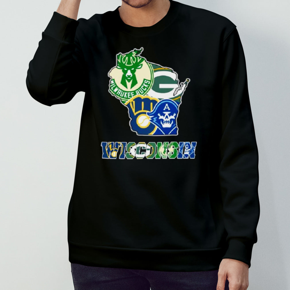 Wisconsin Map Sports Teams Logo Shirt