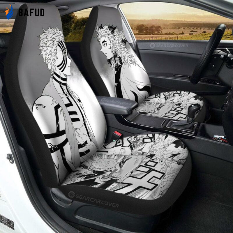 Akaza And Rengoku Car Seat Covers For Fan Gifts Custom Kimetsu No Yaiba Manga Car Accessories - Bafud