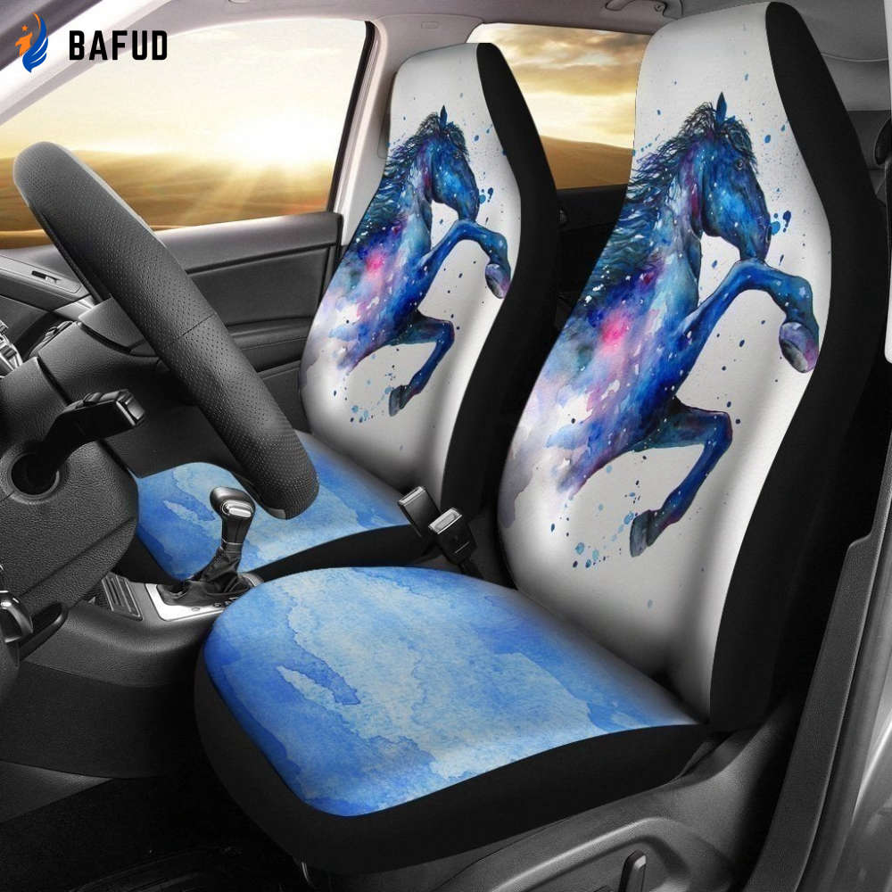 Blue Horse Car Seat Covers For Fan Gifts LT04 - Bafud