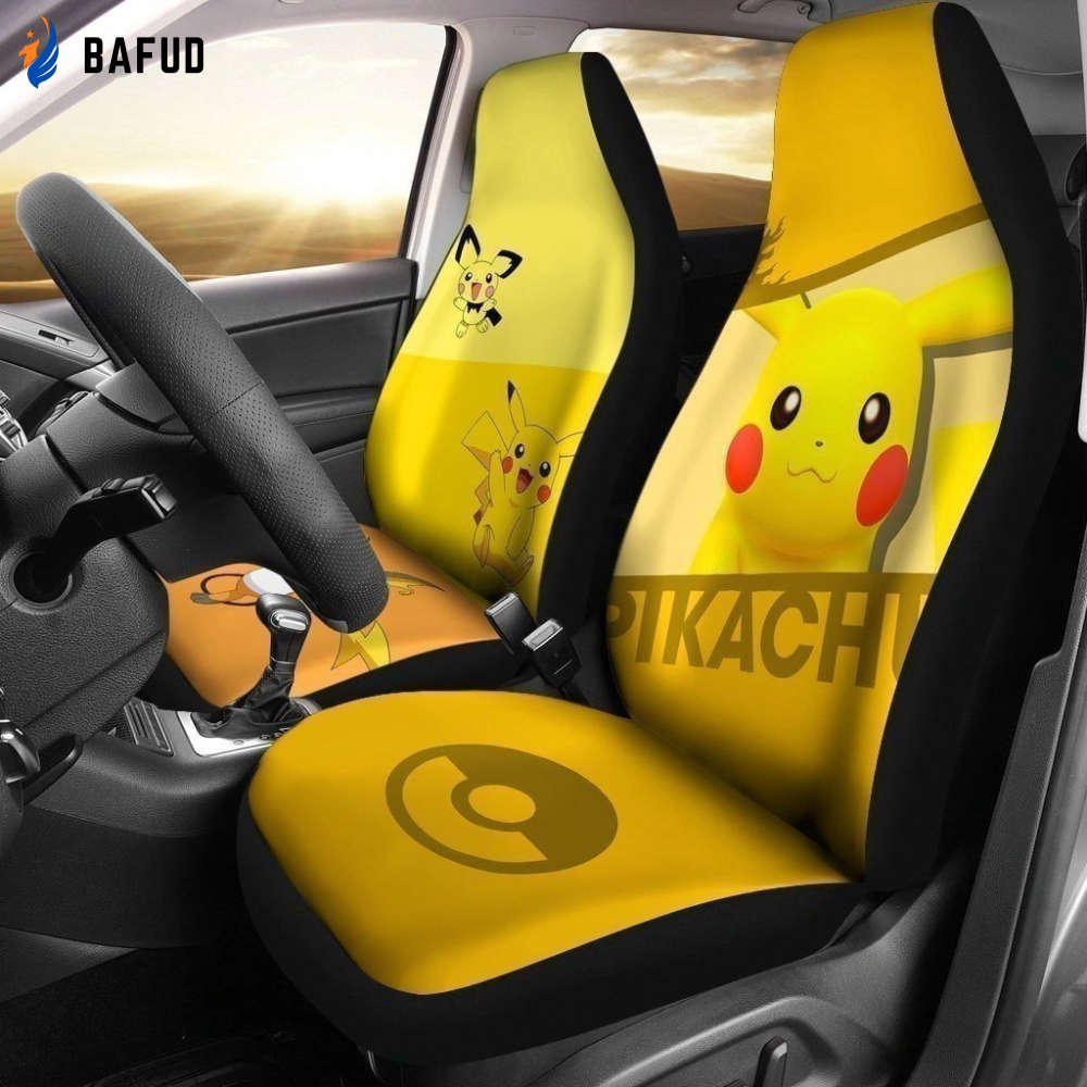 Cute Pikachu Car Seat Covers For Fan Gifts Gift LT03 - Bafud