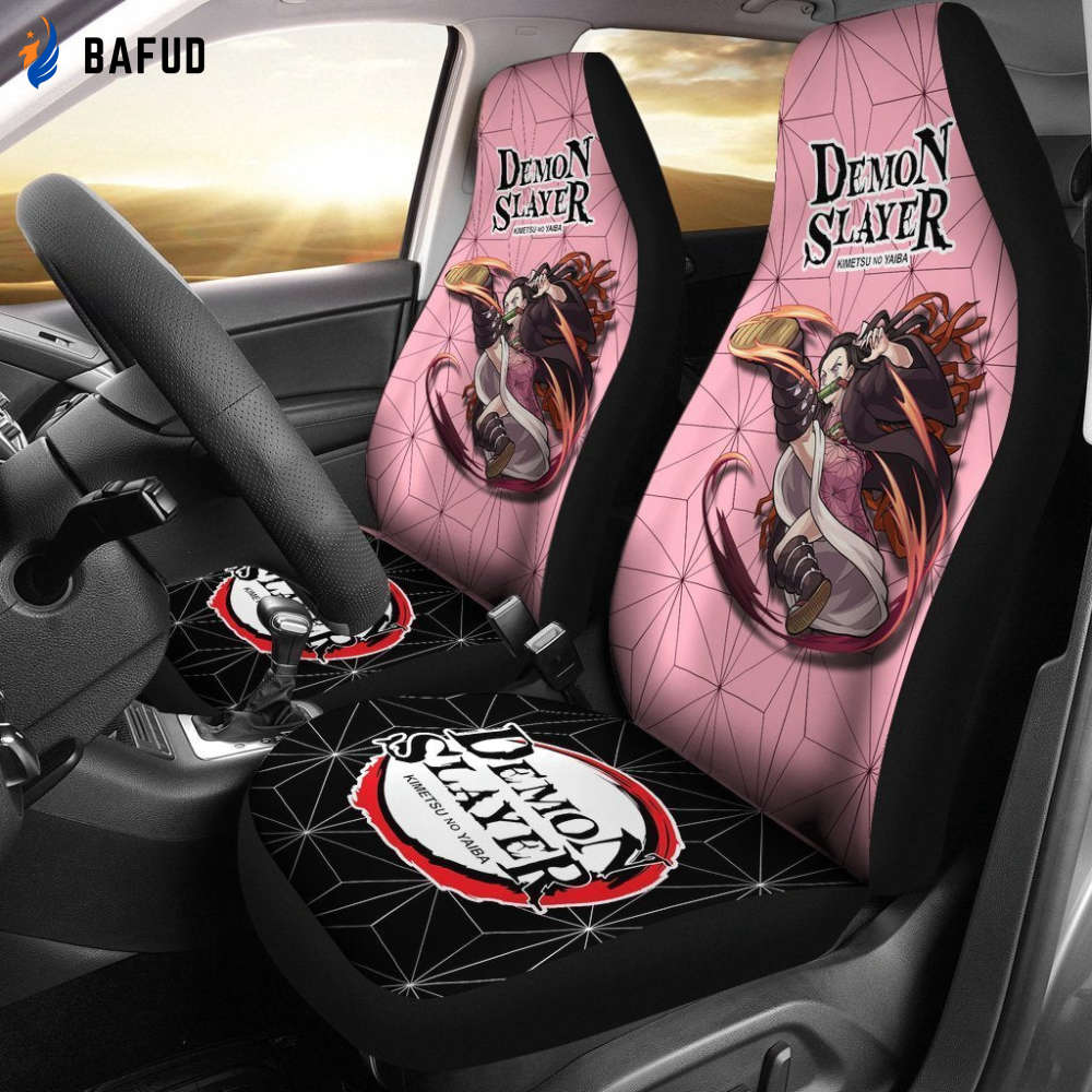 Demon Slayer Nezuko Car Seat Covers For Fan Gifts Custom Anime Car Accessories - Bafud