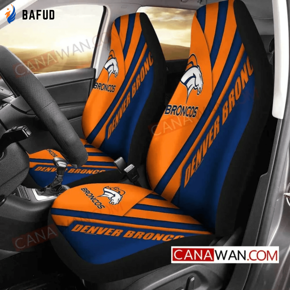 Denver Broncos Logo Pattern v14 Universal Fit Car Seat Covers For Fan Gifts Gift For Fan - Bafud