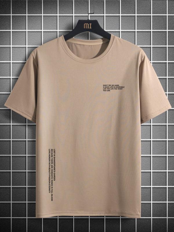 LGBTQ+ Men's Regular Fit Letter Print Round Neck Short Sleeve Graphic Tee, Men's Summer Clothes, Casual Crewneck T-shirt for Summer Outdoor, LGBT Outf