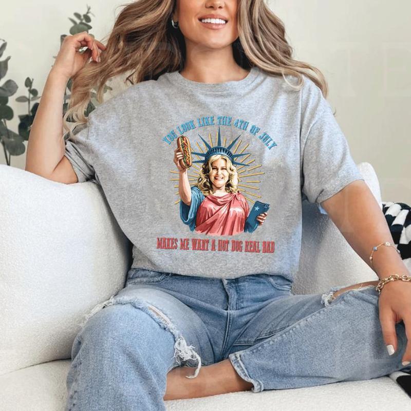 You Look Like The 4th Of July Makes Me Want A Hot Dog Real Bad Shirt, Funny 4th Of July Gift Shirt, Full Color, Menswear Top, Womenswear Top, clearan