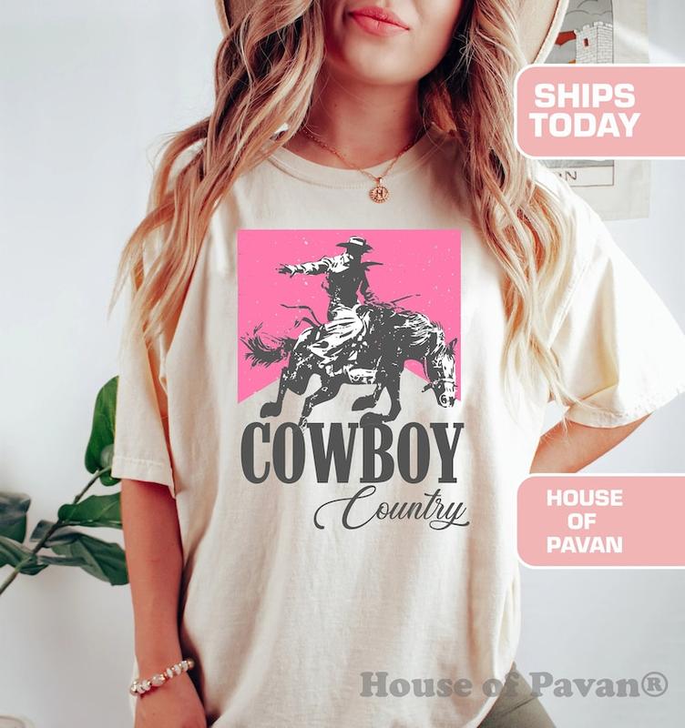 Western Cowboy Country, Pink Rodeo Shirt, Vintage Inspired Tee Shirt, Western Graphic T-shirt, sweater and Hoodie 2 sides
