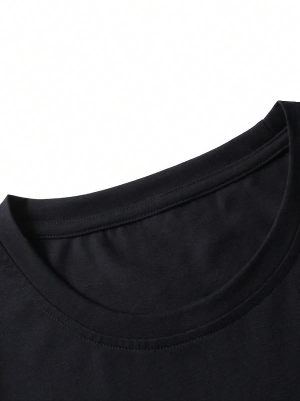 Men's Letter & Car Print Round Neck Tee, Summer Clothes, Casual Regular Fit Short Sleeve Crew Neck Graphic T-Shirt for Summer, Men's Top for Casual We