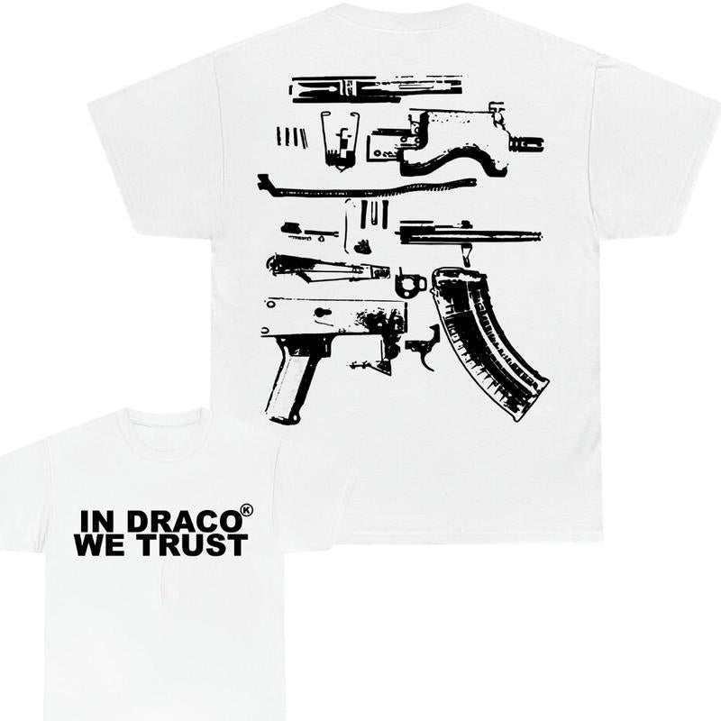 IN DRACO WE TRUST T-SHIRT, 2 SIDE - UNISEX - Design Color Black & White, Men's top - T-shirt , - For Men & Women Tee