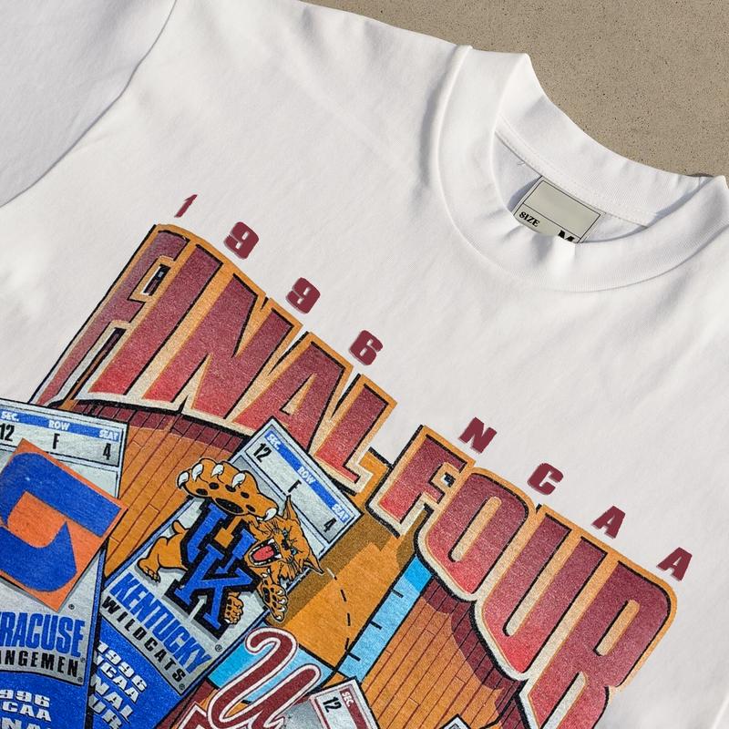 Vintage Final Four Salem NCAA 1996 Kentucky Syracuse UMass Misissippi T-Shirt Cotton Short-sleeve Retro Streetwear Tshirt Menswear Top