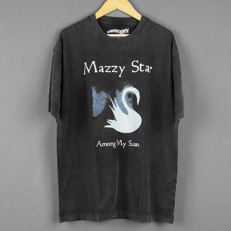Mazzy Star Among My Swan graphic short sleeve black shirt men women T-Shirt Cotton Unisex Tshirt Streetwear