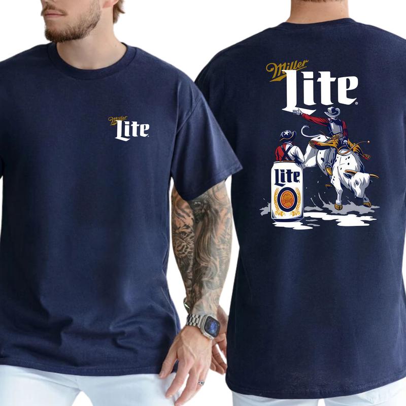 Mens Milller Litee Beer Rodeo T-shirt Fashion For Every Tshirt, Gift For Men, Love, Athletic, Casual Menswear, Classic Cotton Top, Soft Fabric Shortsleeve Shirt