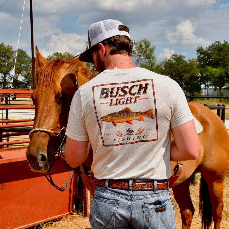 Busch Light Beer , BUSCH LIGHT FISHING TROUT T-SHIRT, Casual Graphic Round Neck T-shirt for Summer, Fashion Top for Daily Wear
