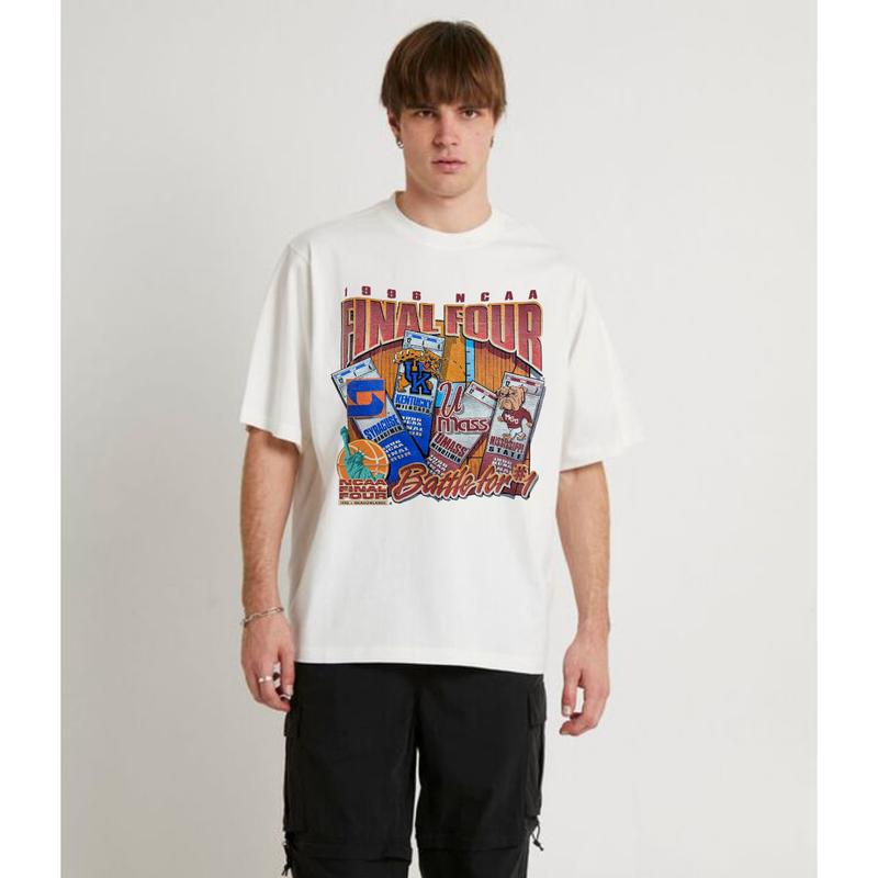 Vintage Final Four Salem NCAA 1996 Kentucky Syracuse UMass Misissippi T-Shirt Cotton Short-sleeve Retro Streetwear Tshirt Menswear Top