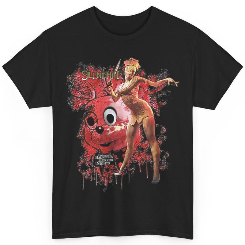 Silent Hill Universal Halloween H0rr0r Nights Video Game Cotton Crewneck Tshirt Menswear Streetwear