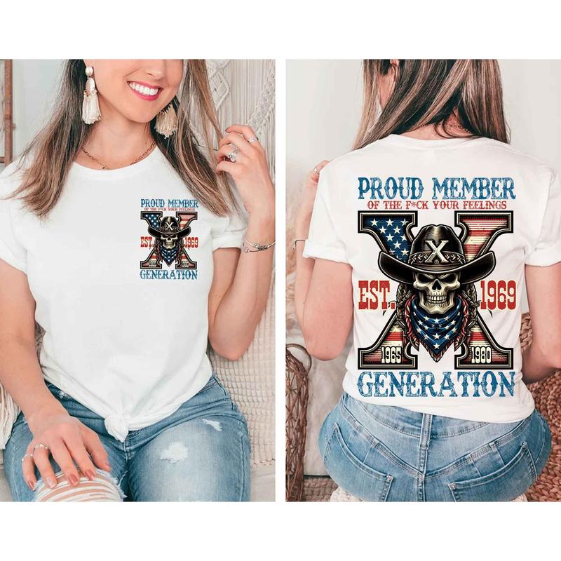 Custom Year Est.1969 Generation X 2 Side Shirt - Vintage 90s GenX 1965-1980 Skull T-shirt -GenX Skull T-shirt