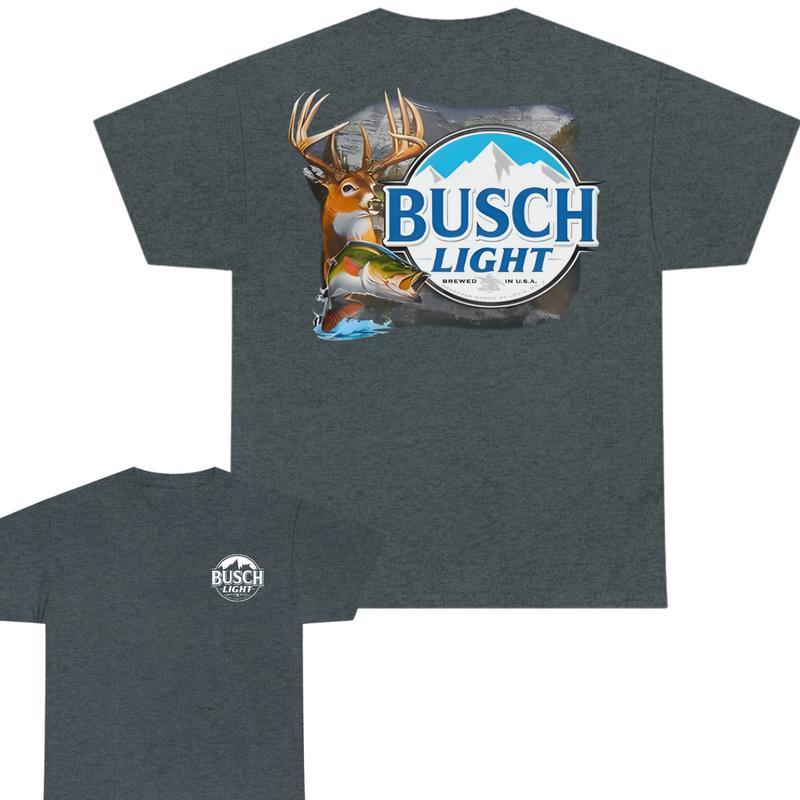 Busch Light Buck & Bass 2-sided Tshirt, Busch Light Tshirt Full Color For Men And Women Tshirt, Busch Light Beer Tshirt, Casual Graphic Round Neck T-