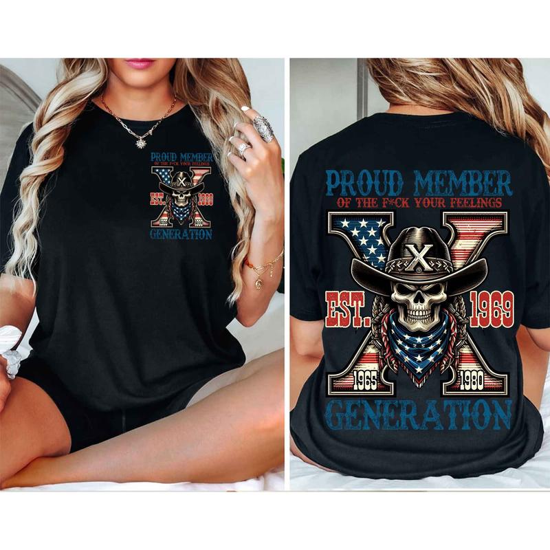 Custom Year Est.1969 Generation X 2 Side Shirt - Vintage 90s GenX 1965-1980 Skull T-shirt -GenX Skull T-shirt