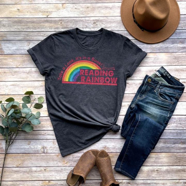 Retro Comfort Reading Rainbow Shirt - Perfect Teacher Gift, Book Lover Gift, Gift for Him, Gift for Her, Crew Neck T-shirt, Trending T-shirt