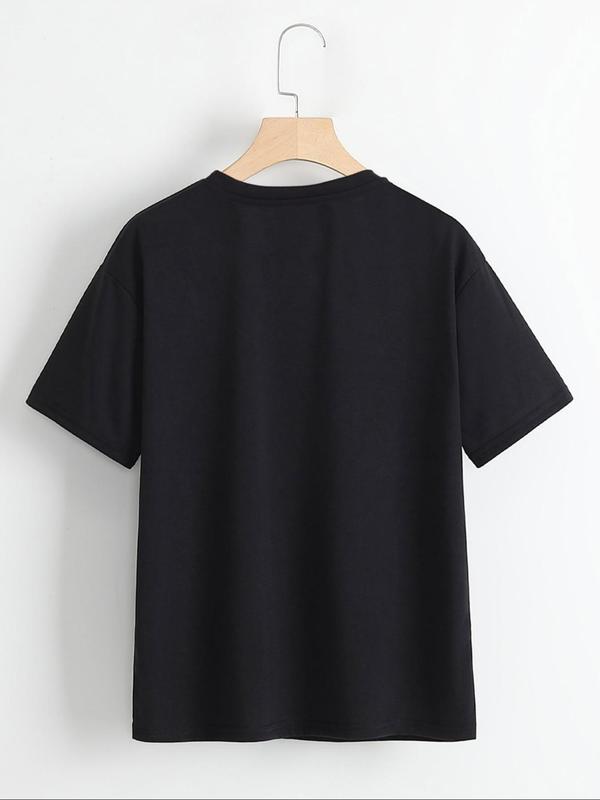 Summer Clothes, Men's Cartoon & Letter Print Round Neck Tee, Regular Fit Casual Soft Slogan Graphic Short Sleeve T-shirt for Summer, T Shirts for Men, Graphic Tees, Men's Streetwear for Daily Wear