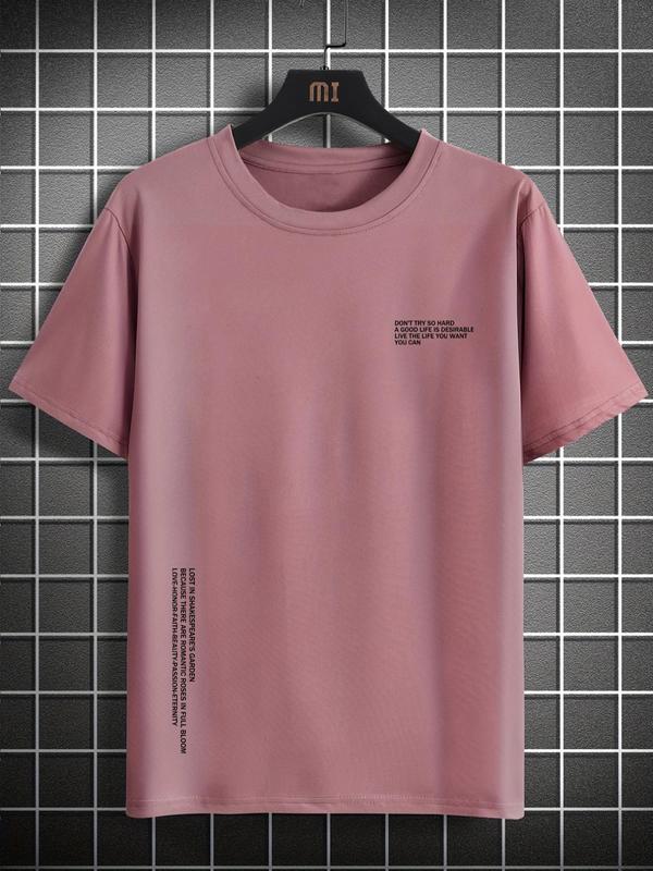 LGBTQ+ Men's Regular Fit Letter Print Round Neck Short Sleeve Graphic Tee, Men's Summer Clothes, Casual Crewneck T-shirt for Summer Outdoor, LGBT Outf