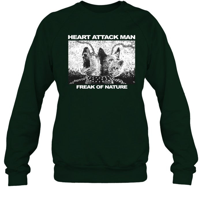 Heart Attack Man Freak Of Nature Two Headed Dog Crewneck Sweatshirt
