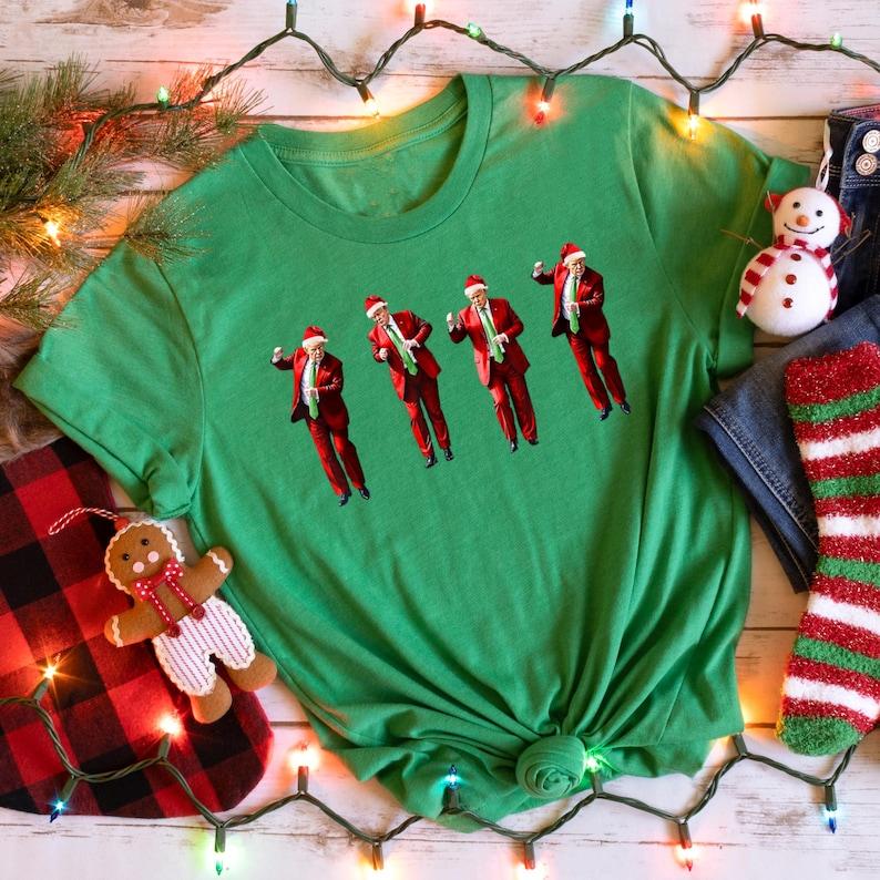 Trum Dance Christmas T-Shirt, Funny Trum T-Shirt, Christmas Republican T-Shirt, Christmas Santa Trum T-Shirt, Republican Gift, Trum 2024, Full Colors