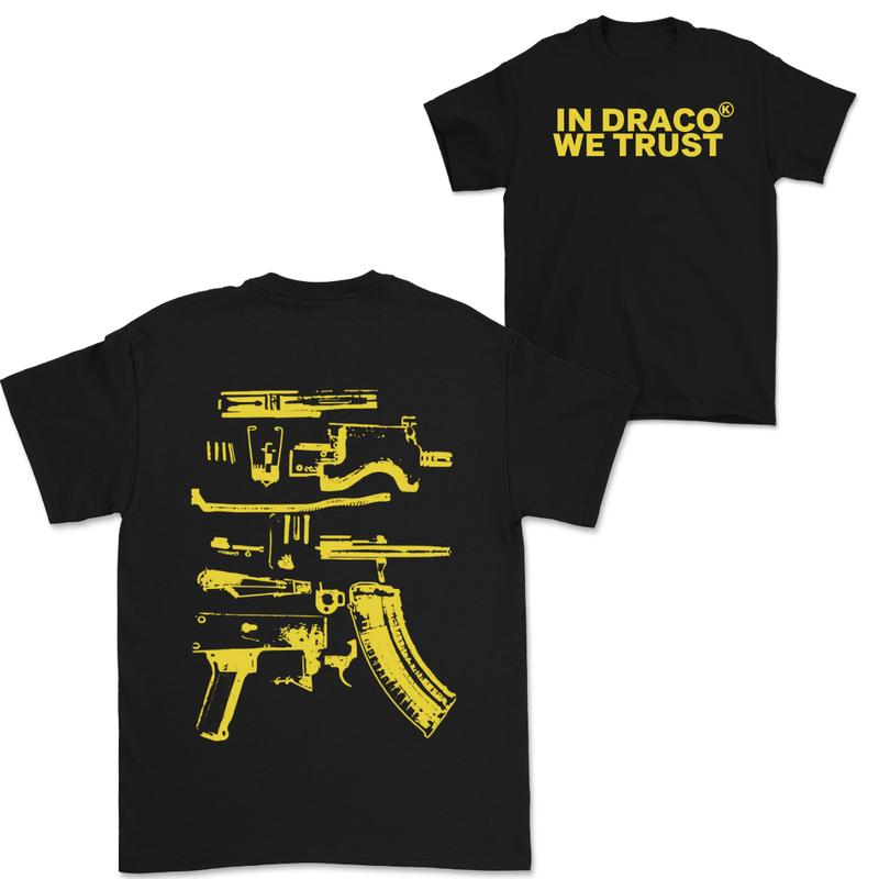 In Draco We Trust Double Sided Tee, White Color and Black Color Unisex T-Shirt