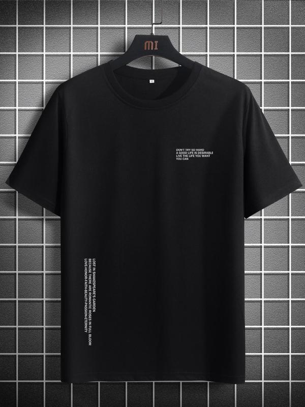 LGBTQ+ Men's Regular Fit Letter Print Round Neck Short Sleeve Graphic Tee, Men's Summer Clothes, Casual Crewneck T-shirt for Summer Outdoor, LGBT Outf