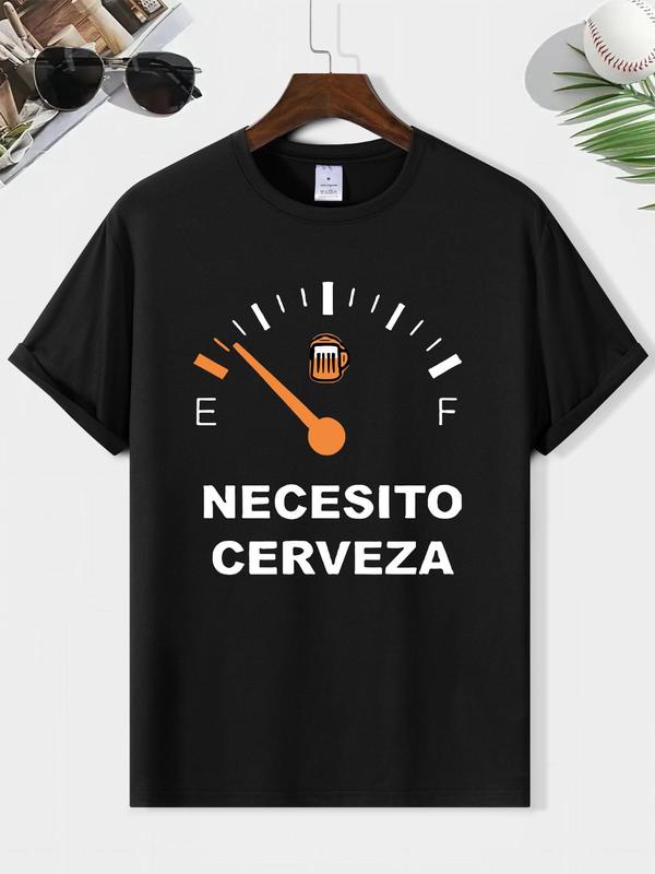 Men's Cartoon & Letter Print Round Neck Tee, Regular Fit Casual Streetwear Short Sleeve T-shirt, Graphic Tees, Men's Summer Top for Daily Wear Back To