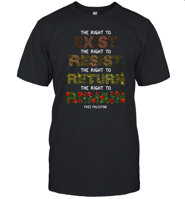 Rawpaw The Right To Exist Resist Return Remain Free Palestine Tee