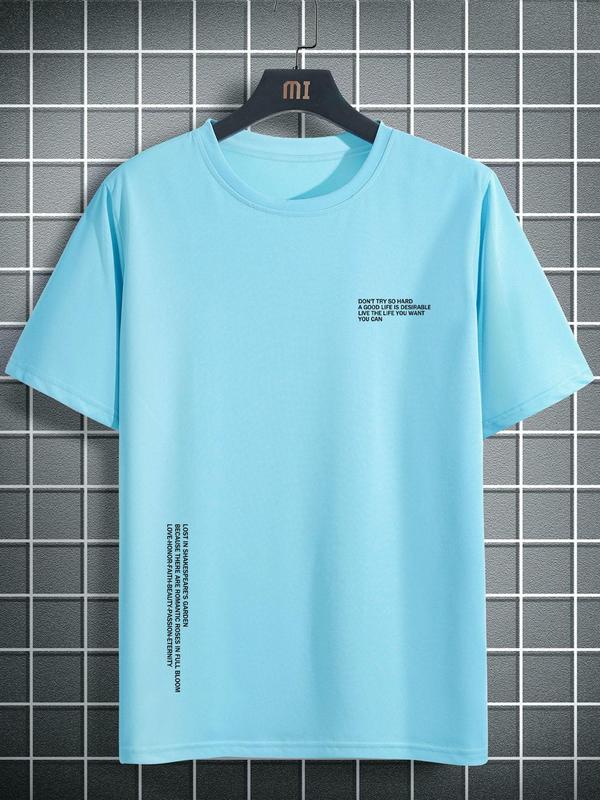LGBTQ+ Men's Regular Fit Letter Print Round Neck Short Sleeve Graphic Tee, Men's Summer Clothes, Casual Crewneck T-shirt for Summer Outdoor, LGBT Outf