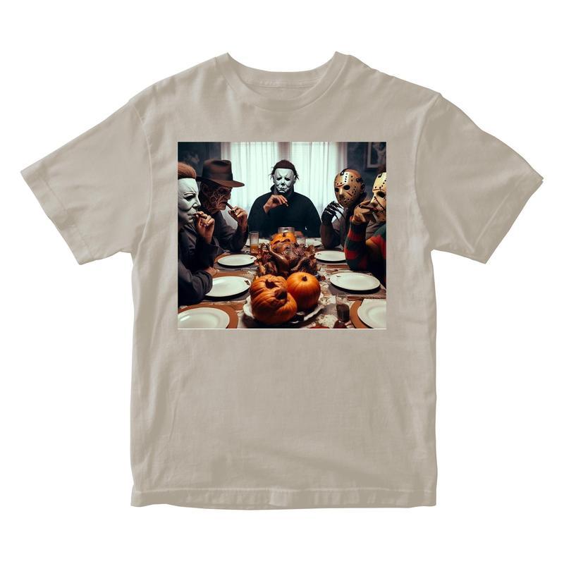 Horror Dinner Graphic T-Shirt - Heavy Cotton Gildan Tee for Men & Women Perfect for Spooky Season Casual Classic