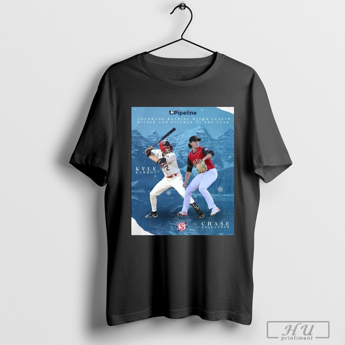 Spokane Indians MLB Pipeline Colorado Rockies Minor League Hitter And Pitcher Of The Year Kyle Karros and Chase Dollander Poster T-shirt