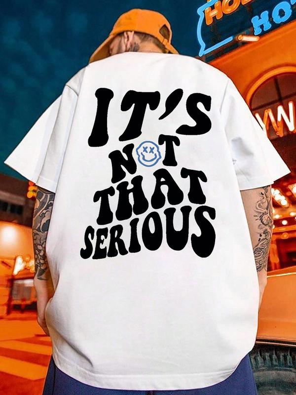 Men's Cartoon Expression & Letter Print Drop Shoulder Tee, Summer Outfits 2024, Regular Fit Casual Short Sleeve Round Neck T-Shirt for Summer, Graphic Tees for Men, Back To School Clothes, T Shirts for Men, Men Streetwear Graphic Tees