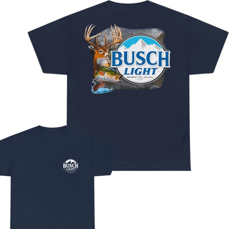 Busch Light Buck & Bass 2-sided Tshirt, Busch Light Tshirt Full Color For Men And Women Tshirt, Busch Light Beer Tshirt, Casual Graphic Round Neck T-