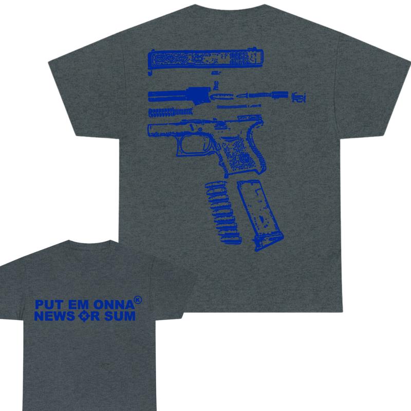 PUT EM ONA NEWS OR SUM - DOUBLE SIDE T-SHIRT , T-shirt for men , gift For men , For Her , For Him Cotton Menswear