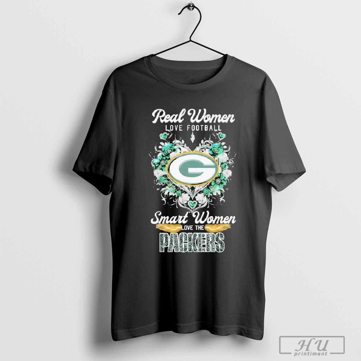 Real women love football smart women love the Green Bay Packers floral T-shirt