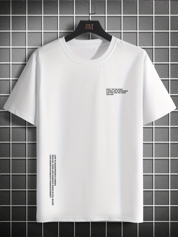 LGBTQ+ Men's Regular Fit Letter Print Round Neck Short Sleeve Graphic Tee, Men's Summer Clothes, Casual Crewneck T-shirt for Summer Outdoor, LGBT Outf