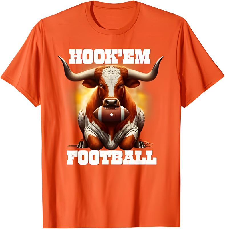 Hook'em State Of Texas Football Ưith Hair And Horns T-Shirt, Texas Longh0rns Tee, Football Shirt, Bevo Shirt