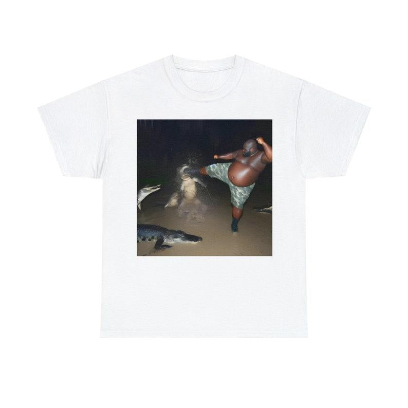 Man Kick Alligator In Swamp Shirt t-Shirt, Gator, Crocodile, funny Shirt